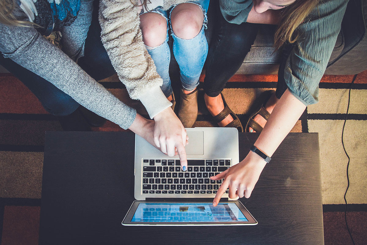 Photograph of students working together